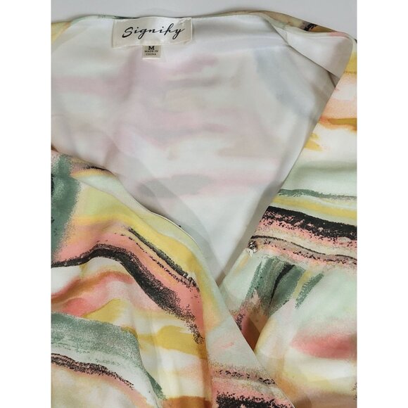 Signify Womens Multicolor Pleated Midi Dress With Flutter Sleeves & Smocked Wais - Picture 5 of 11